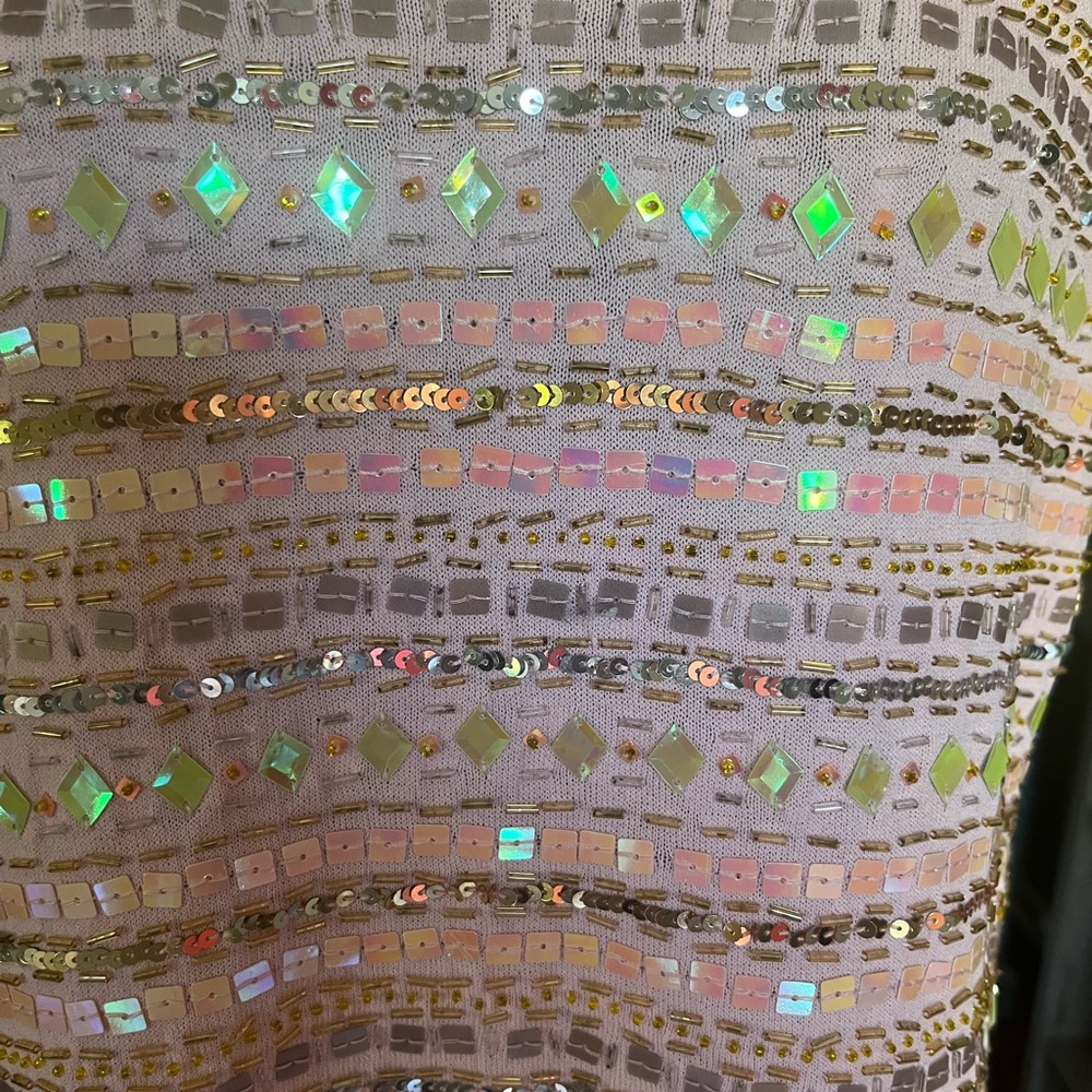 Vintage Joseph A Sequin Iridescent Pink Tank Top Fits like M/L - Picture 3 of 7